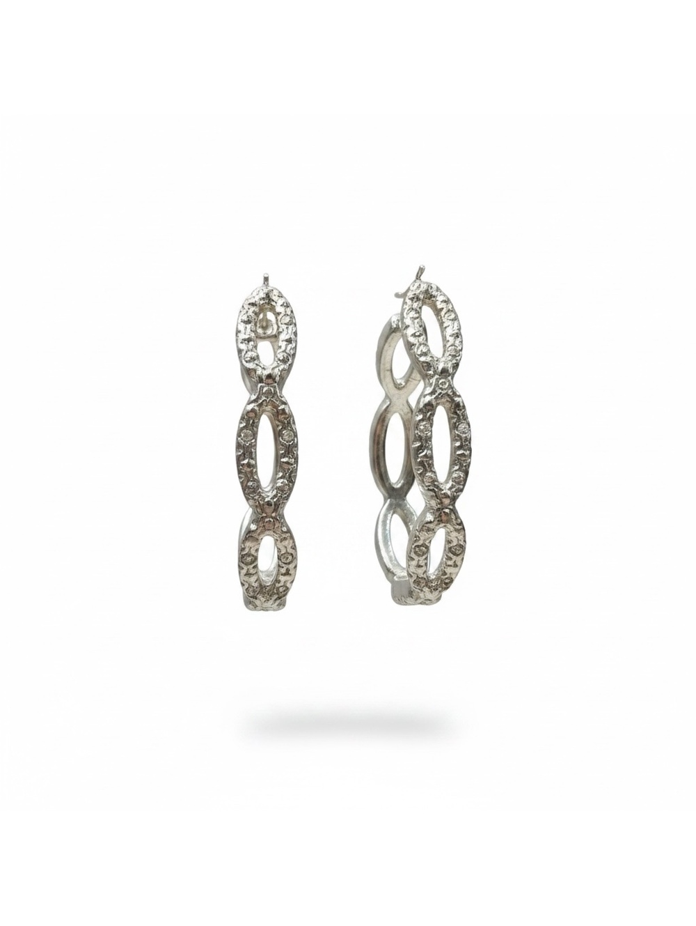 Guess geometric Silver and crystal hoop earrings posts